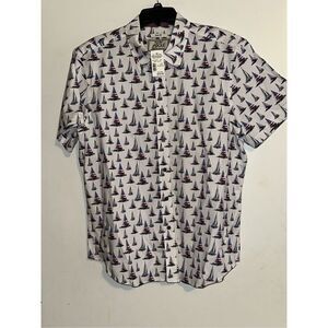 Jos.A.Bank Button up short sleeve sail boats,American flag Men’s size XL Slim Fi